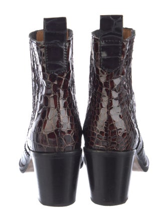 Ganni Crocodile Animal Print Western Boots