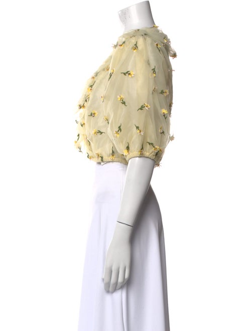 Ganni Floral Print V-Neck Crop Top