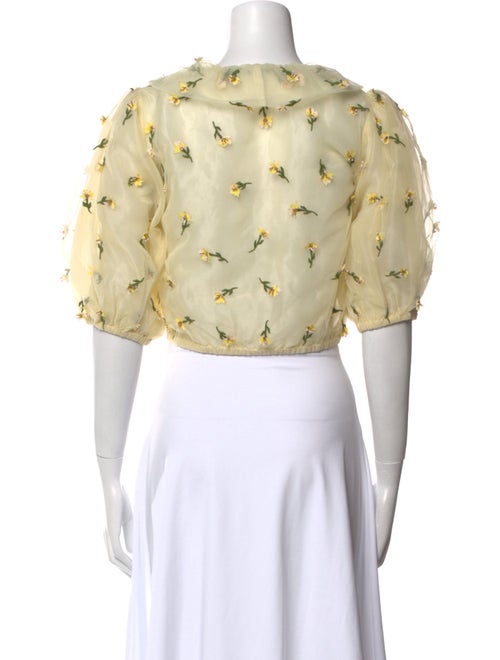 Ganni Floral Print V-Neck Crop Top