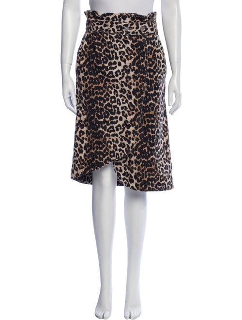 Ganni Animal Print Knee-Length Skirt