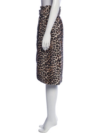 Ganni Animal Print Knee-Length Skirt