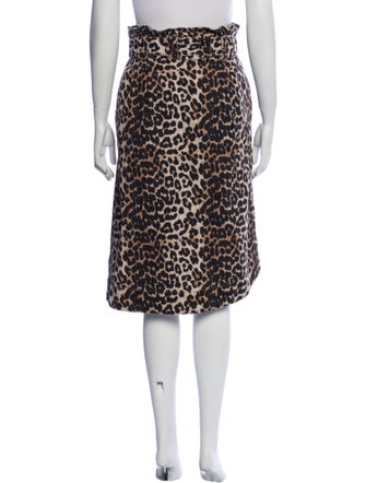 Ganni Animal Print Knee-Length Skirt