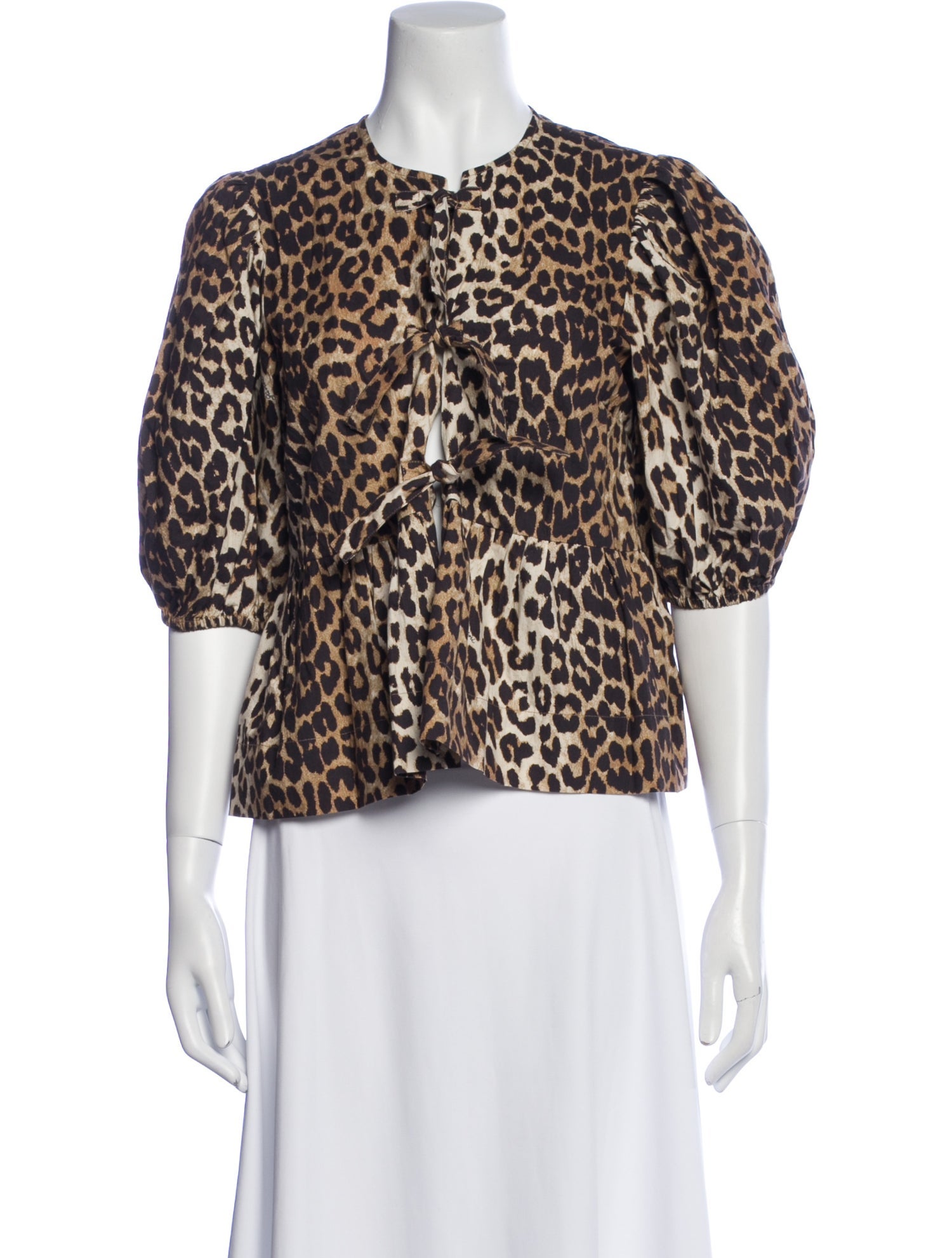 Ganni Animal Print Crew Neck Blouse
