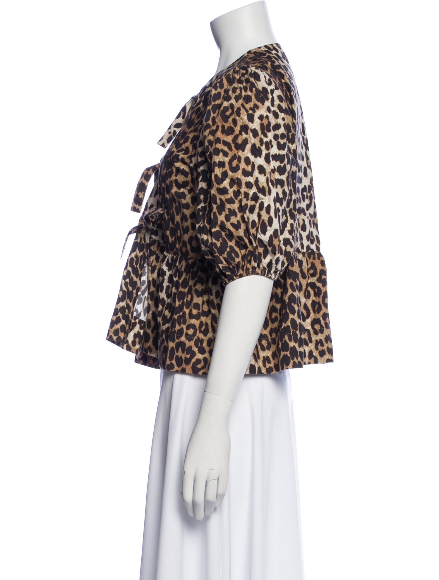 Ganni Animal Print Crew Neck Blouse