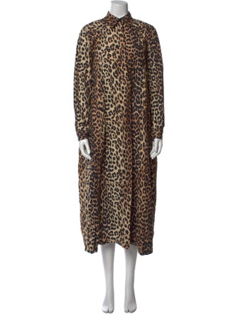 Ganni Animal Print Midi Length Dress