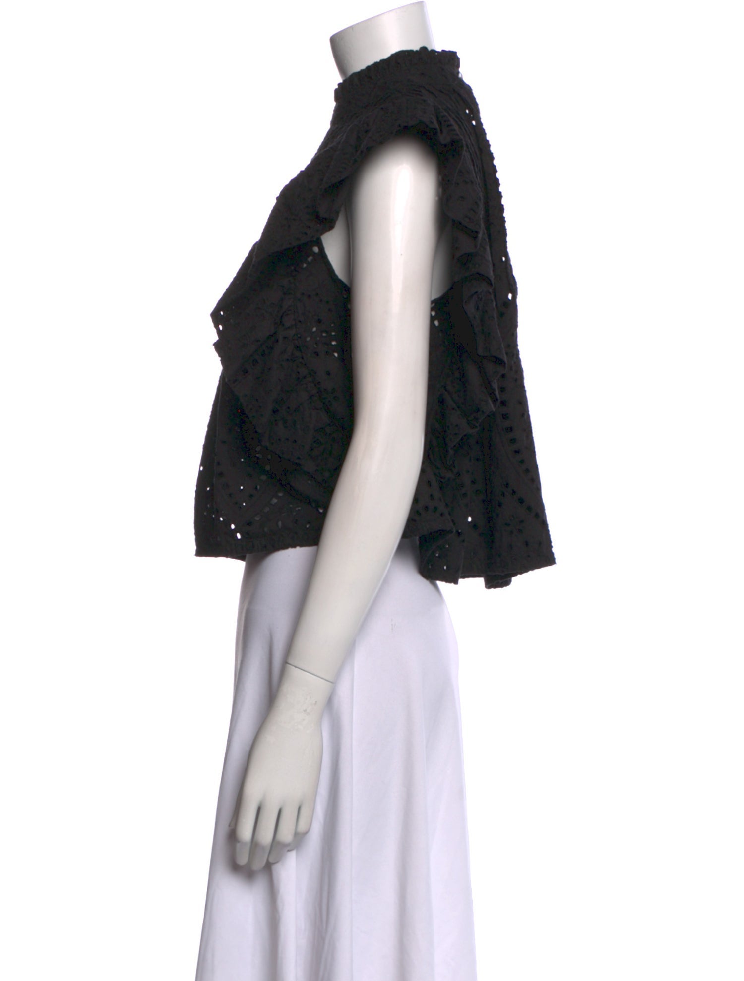 Ganni Mock Neck Short Sleeve Crop Top