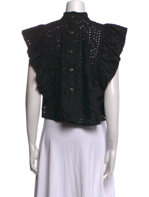 Ganni Mock Neck Short Sleeve Crop Top