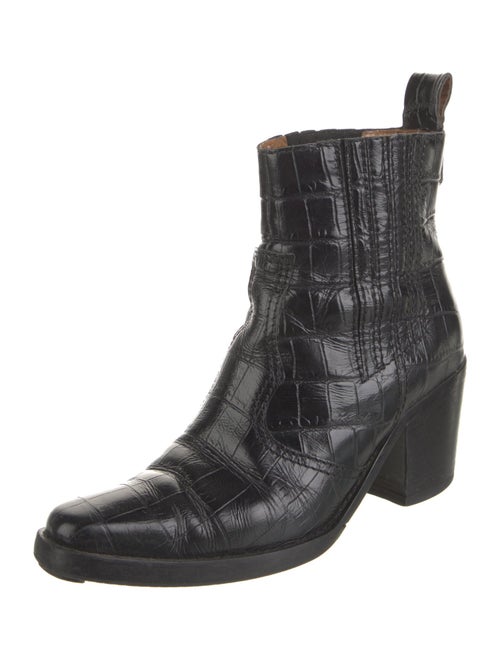 Ganni Embossed Leather Animal Print Western Boots