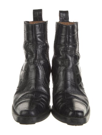 Ganni Embossed Leather Animal Print Western Boots