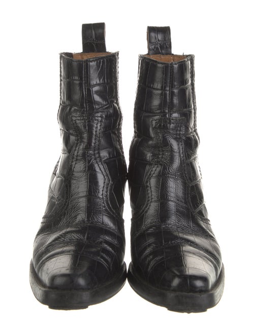 Ganni Embossed Leather Animal Print Western Boots