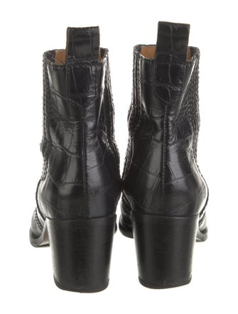Ganni Embossed Leather Animal Print Western Boots