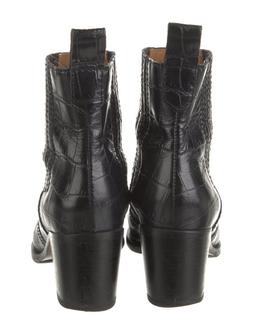 Ganni Embossed Leather Animal Print Western Boots