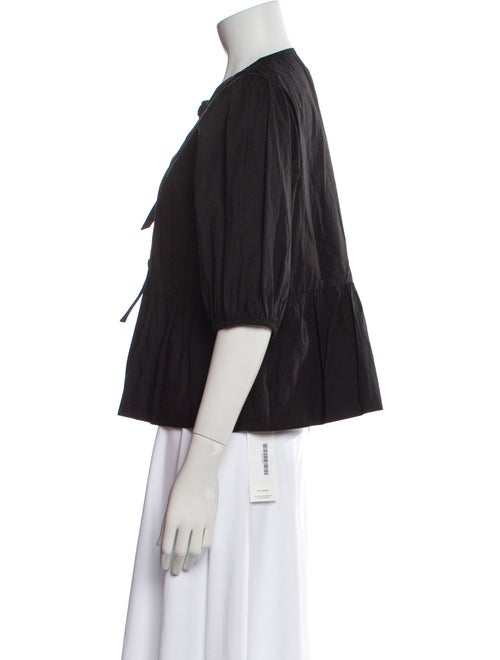 Ganni Crew Neck Three-Quarter Sleeve Crop Top