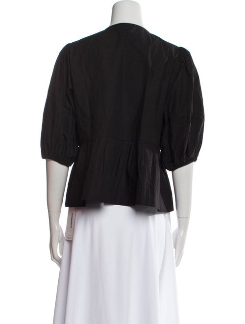 Ganni Crew Neck Three-Quarter Sleeve Crop Top