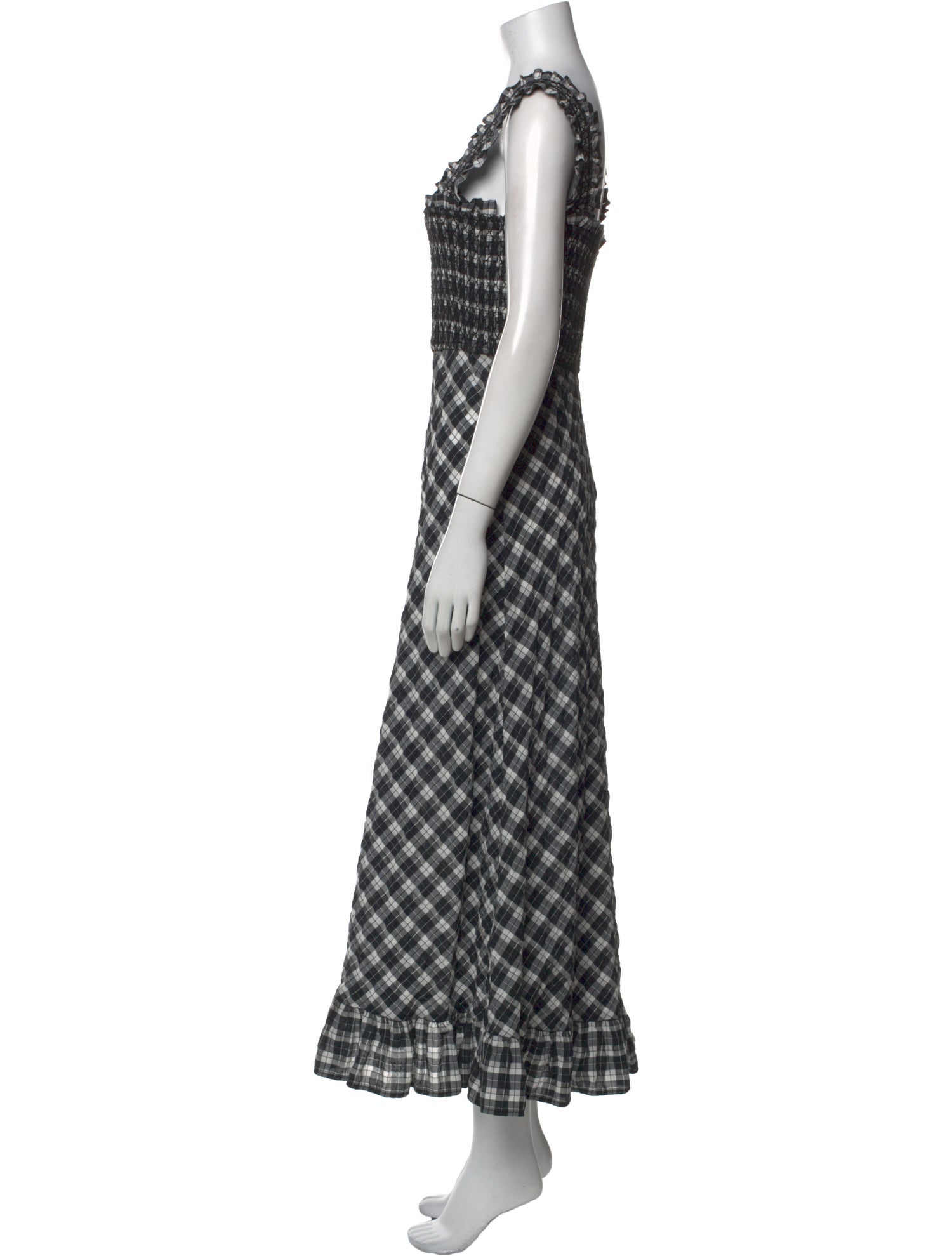Ganni Plaid Print Long Dress