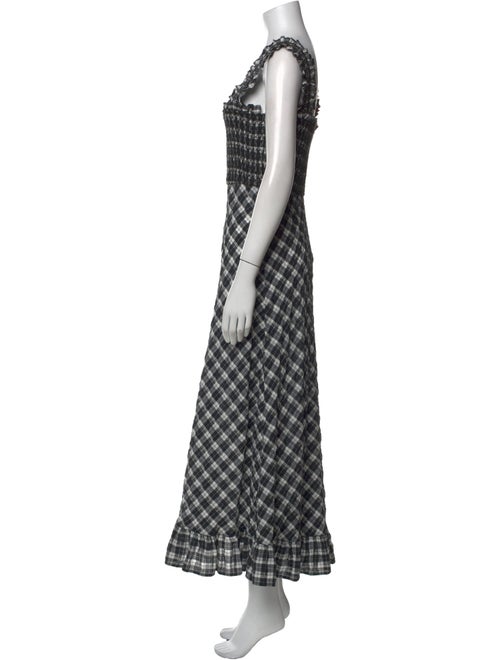 Ganni Plaid Print Long Dress