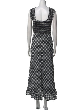 Ganni Plaid Print Long Dress