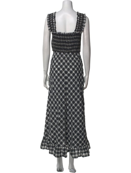 Ganni Plaid Print Long Dress