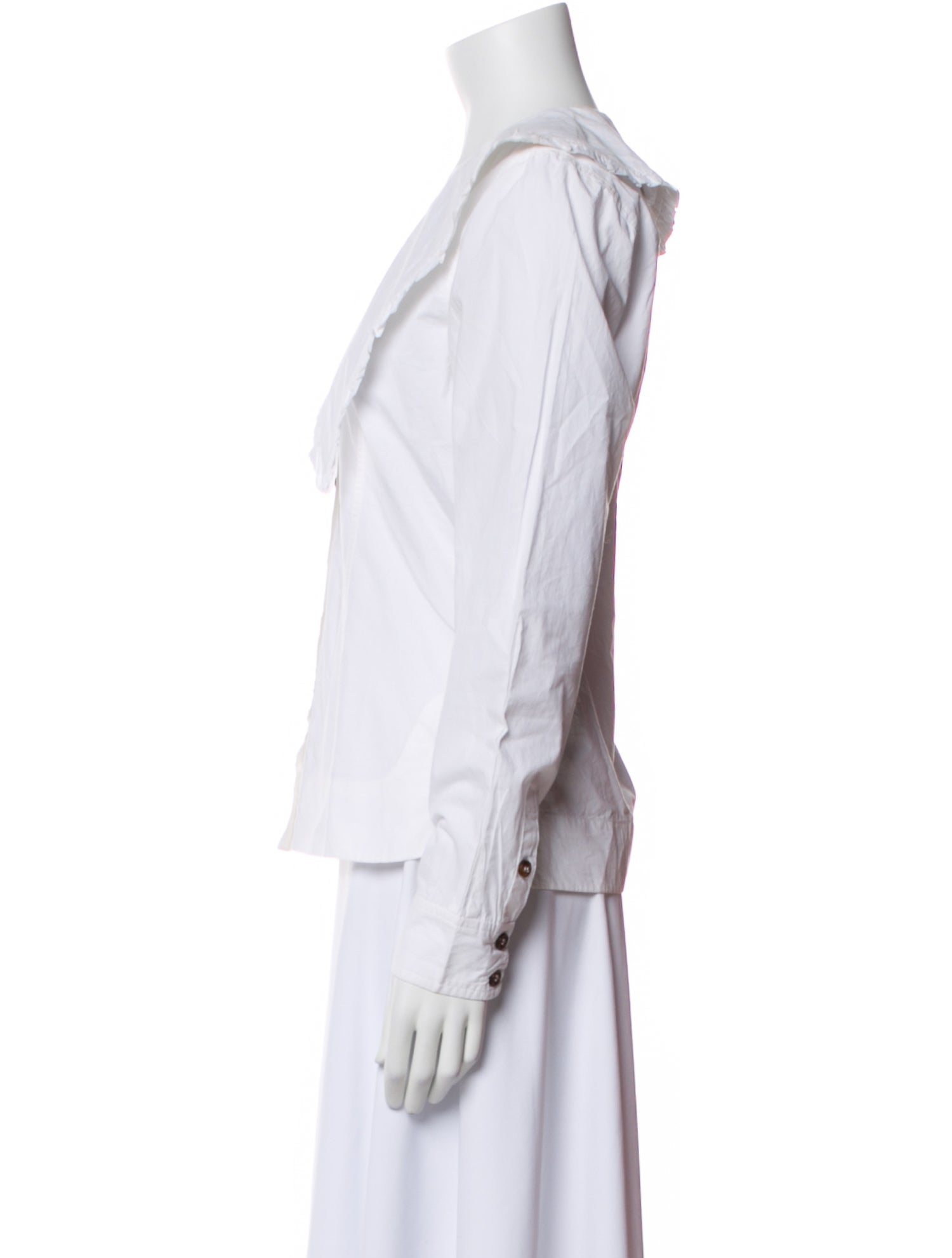 Ganni V-Neck Long Sleeve Button-Up Top