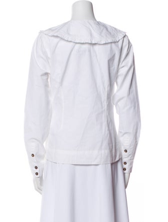 Ganni V-Neck Long Sleeve Button-Up Top