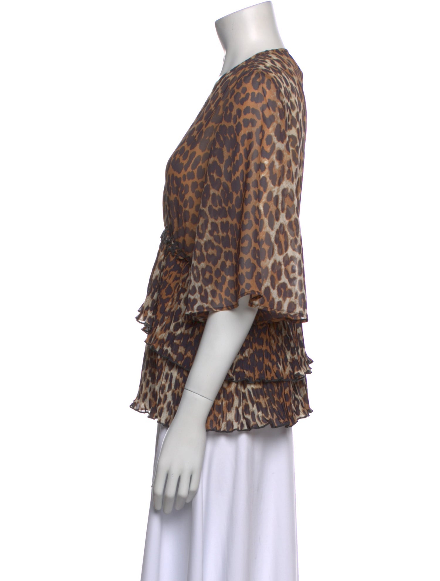 Ganni Animal Print V-Neck Blouse