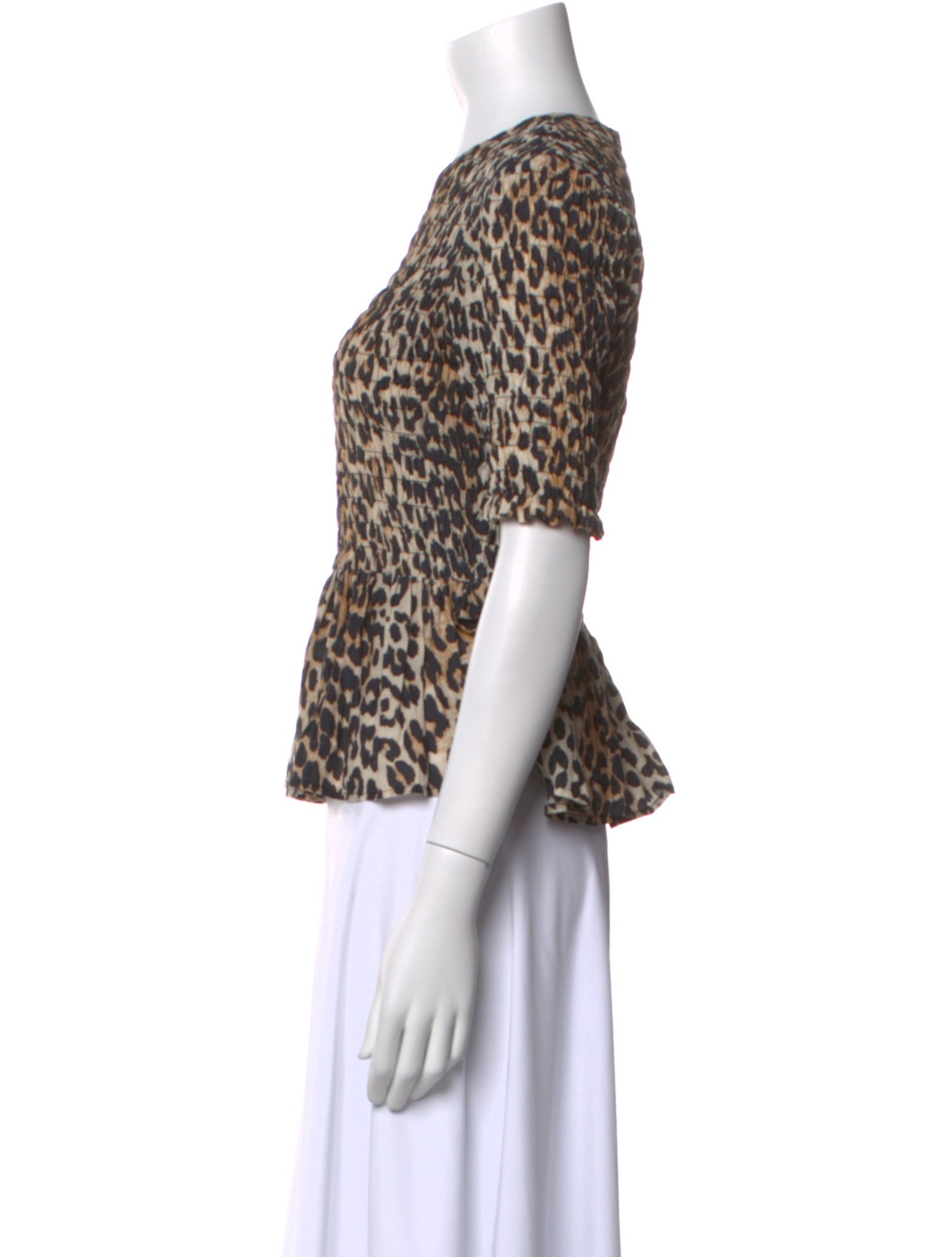 Ganni Animal Print Crew Neck Top