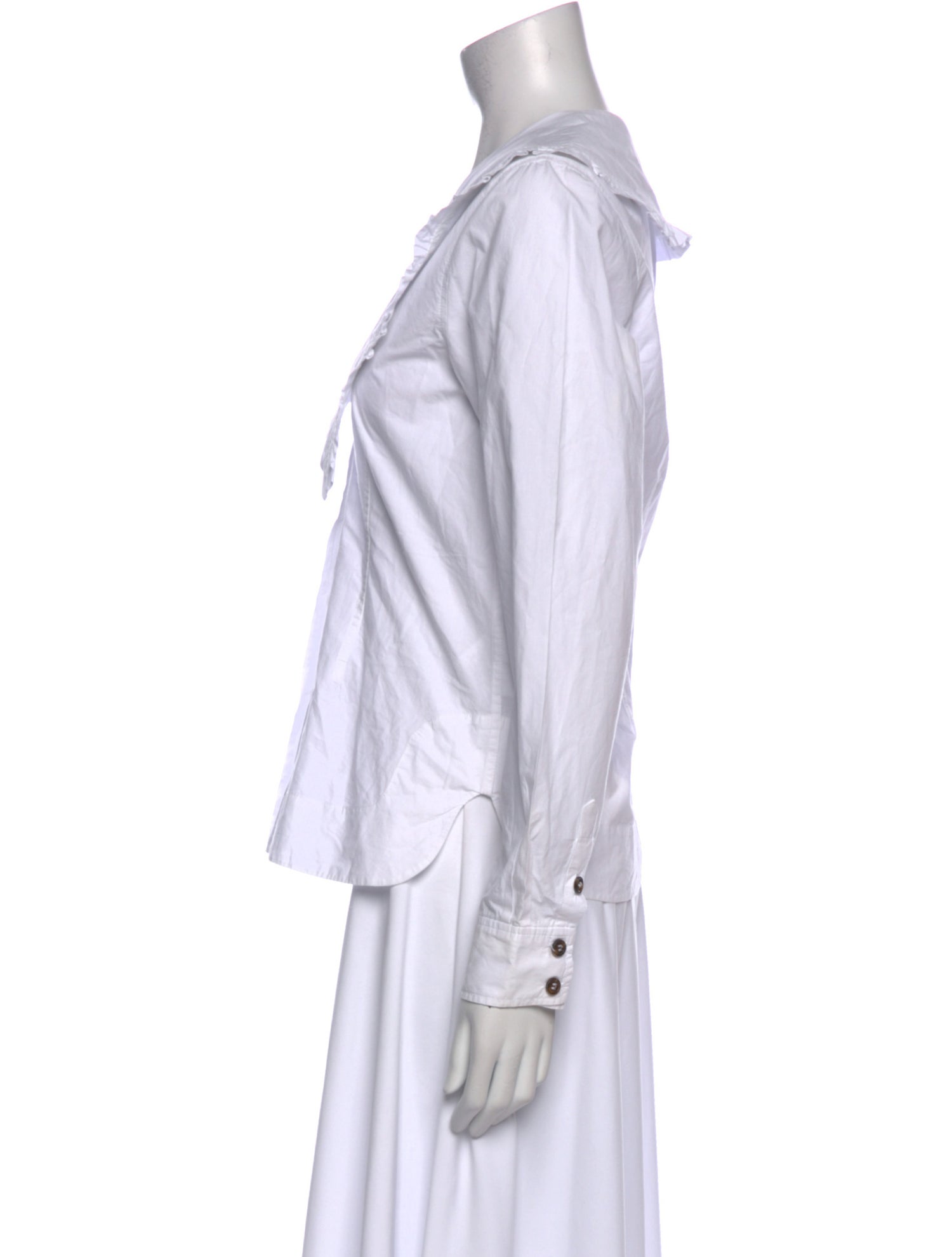 Ganni V-Neck Long Sleeve Button-Up Top