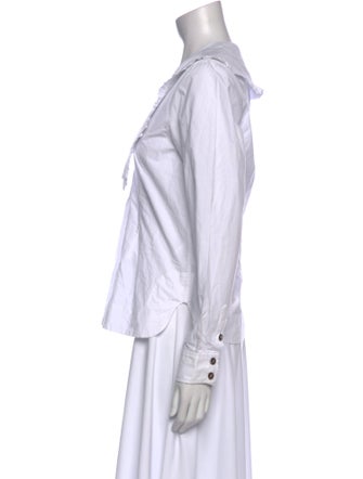 Ganni V-Neck Long Sleeve Button-Up Top