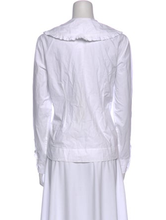 Ganni V-Neck Long Sleeve Button-Up Top