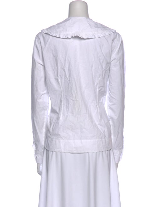 Ganni V-Neck Long Sleeve Button-Up Top