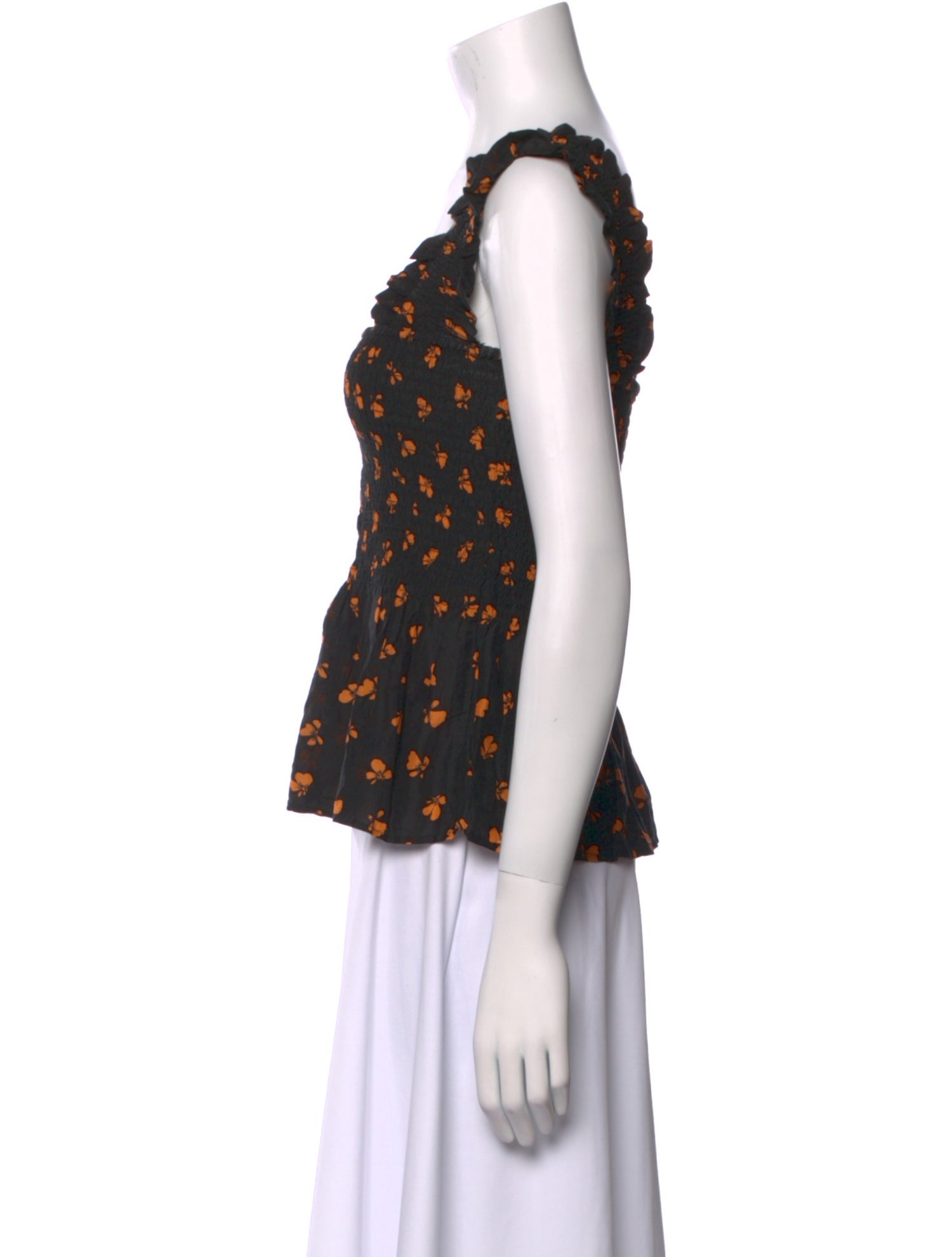 Ganni Printed Square Neckline Top