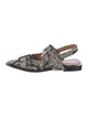 Ganni Embossed Leather Animal Print Slingback Flats