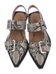 Ganni Embossed Leather Animal Print Slingback Flats