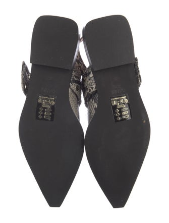 Ganni Embossed Leather Animal Print Slingback Flats