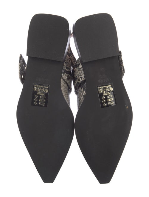 Ganni Embossed Leather Animal Print Slingback Flats