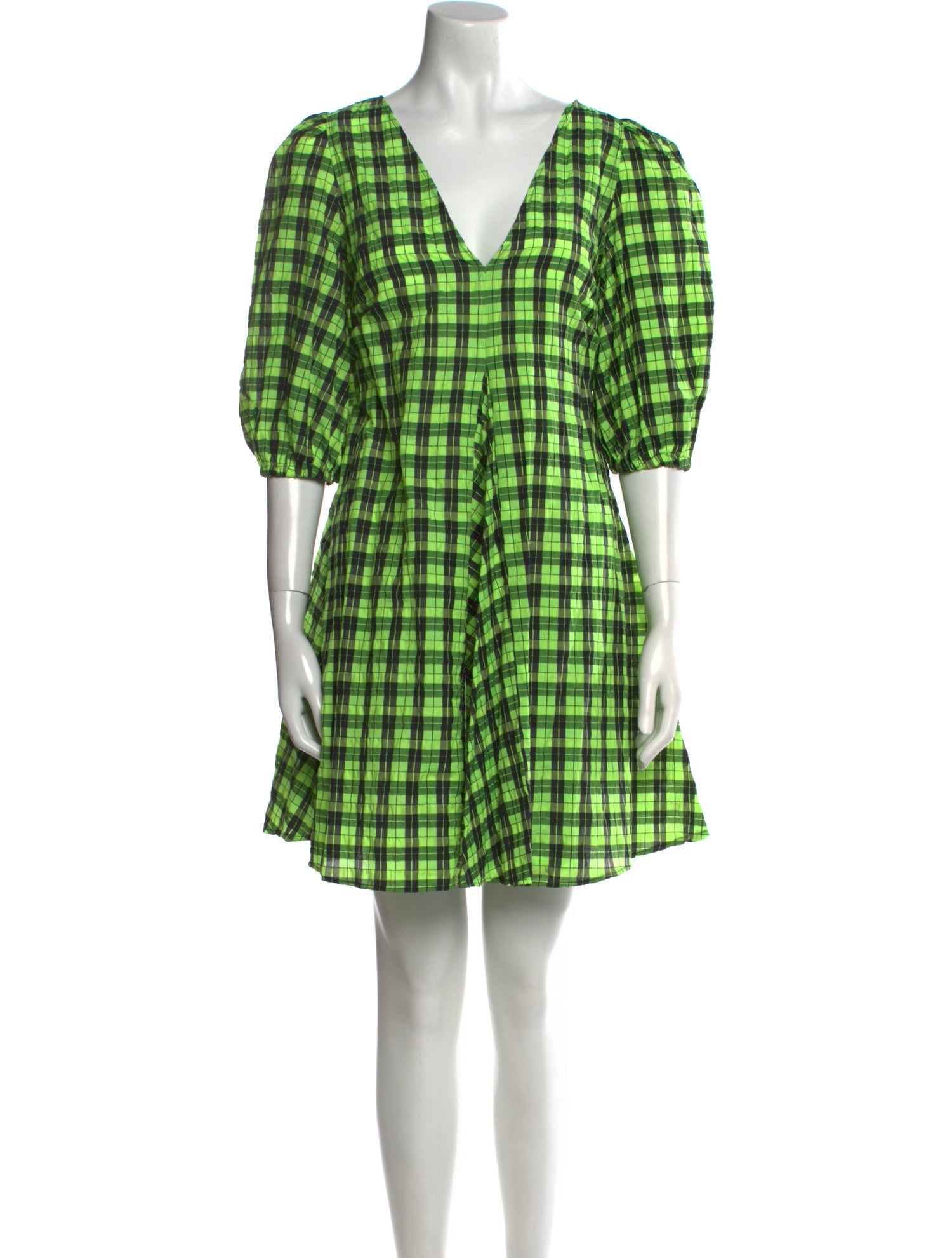 Ganni Plaid Print Mini Dress