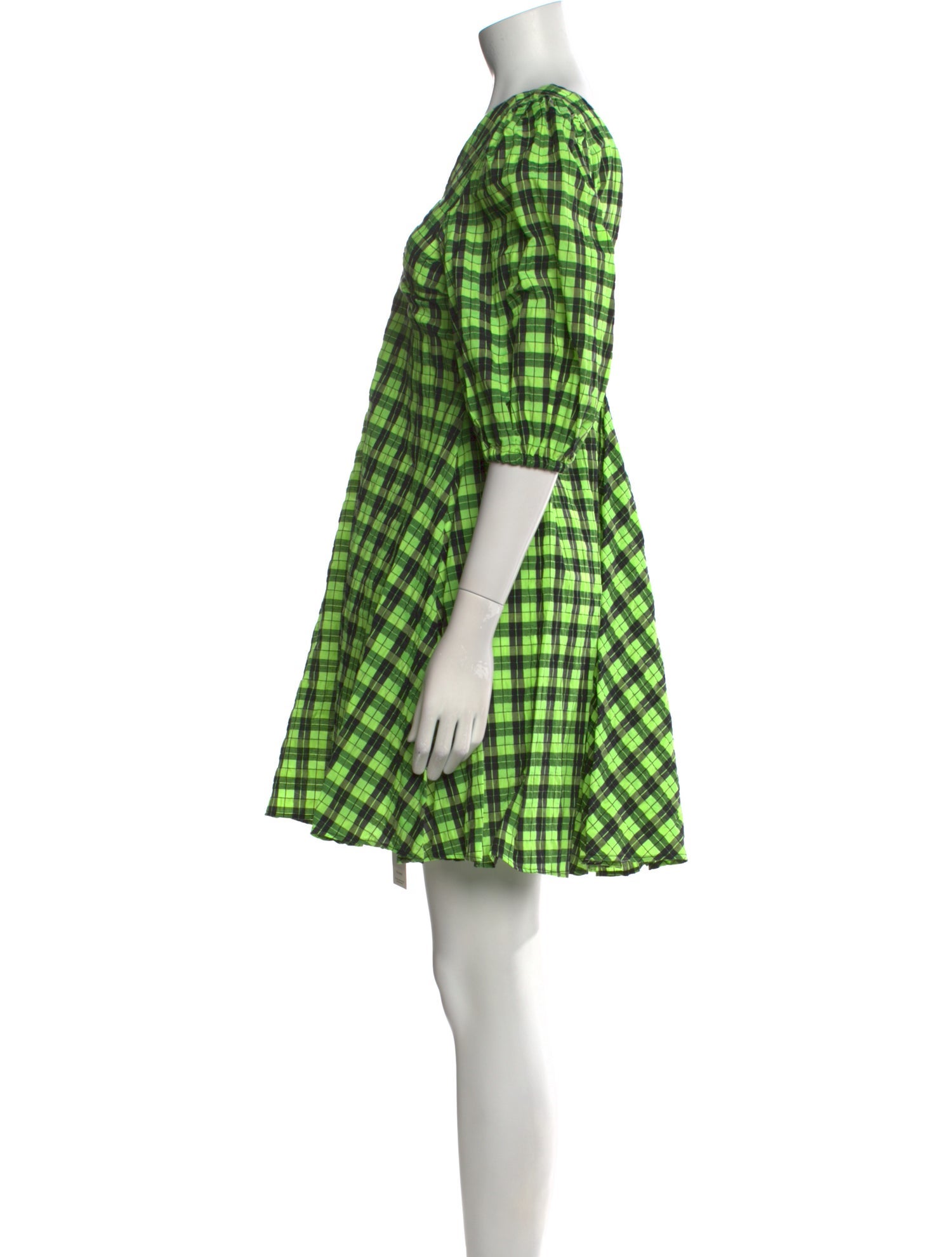 Ganni Plaid Print Mini Dress