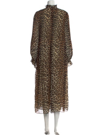 Ganni Animal Print Long Dress
