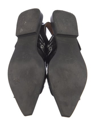 Ganni Patent Leather Eyelet Trim Slingback Flats