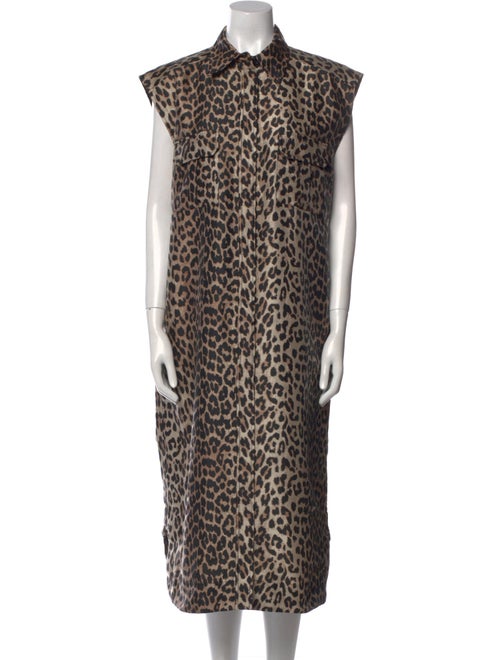 Ganni Animal Print Midi Length Dress