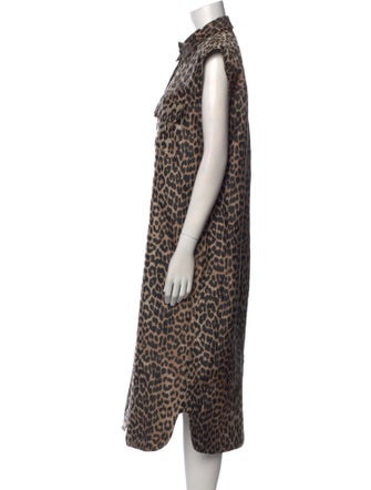 Ganni Animal Print Midi Length Dress