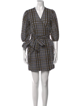 Ganni Plaid Print Mini Dress