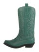 Ganni Leather Embroidered Accent Western Boots