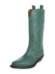 Ganni Leather Embroidered Accent Western Boots