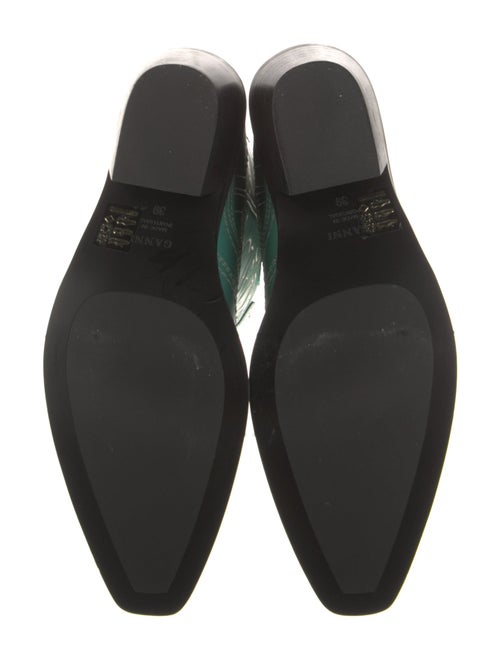 Ganni Leather Embroidered Accent Western Boots