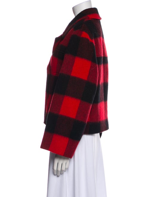 Ganni Wool Plaid Print Peacoat