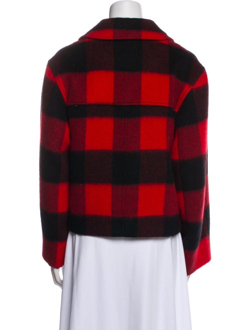 Ganni Wool Plaid Print Peacoat