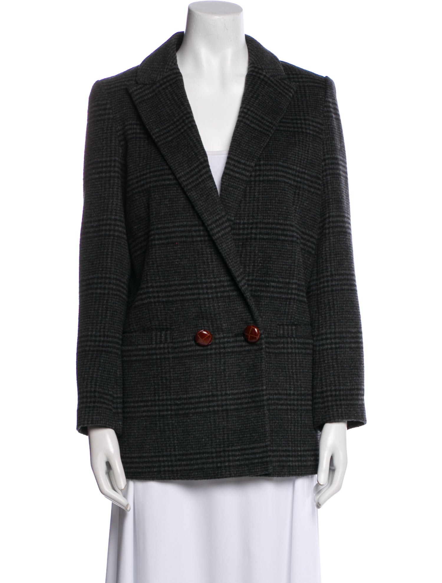 Ganni Wool Tweed Pattern Peacoat