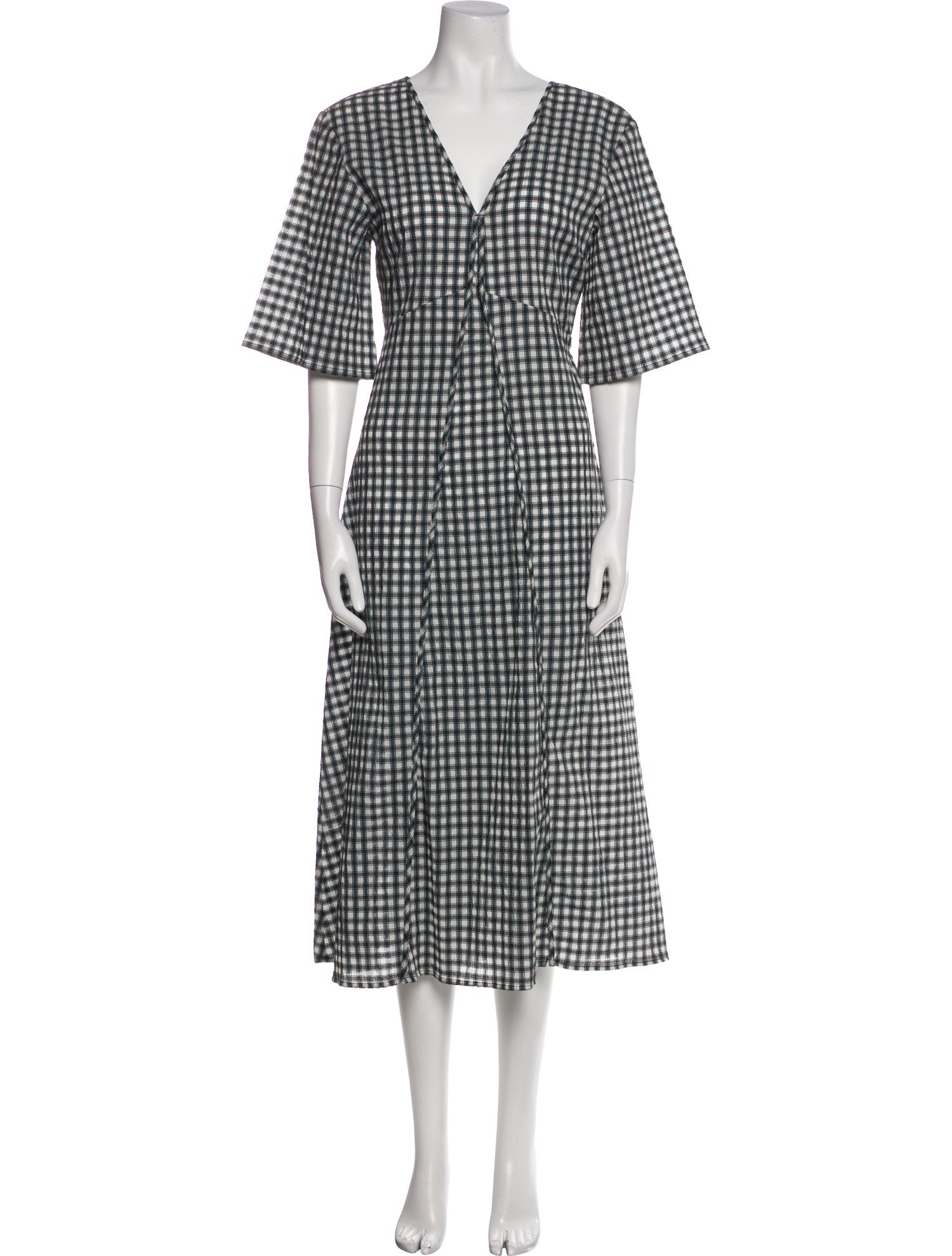 Ganni Plaid Print Long Dress