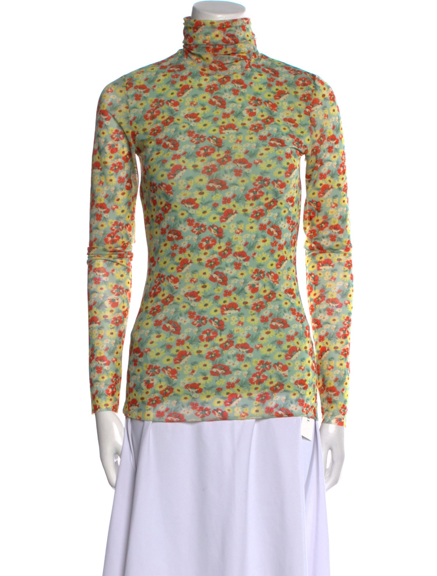 Ganni Nylon Floral Print Blouse